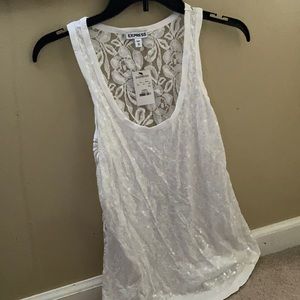 Express tank, with tags. Sequin front, lace back